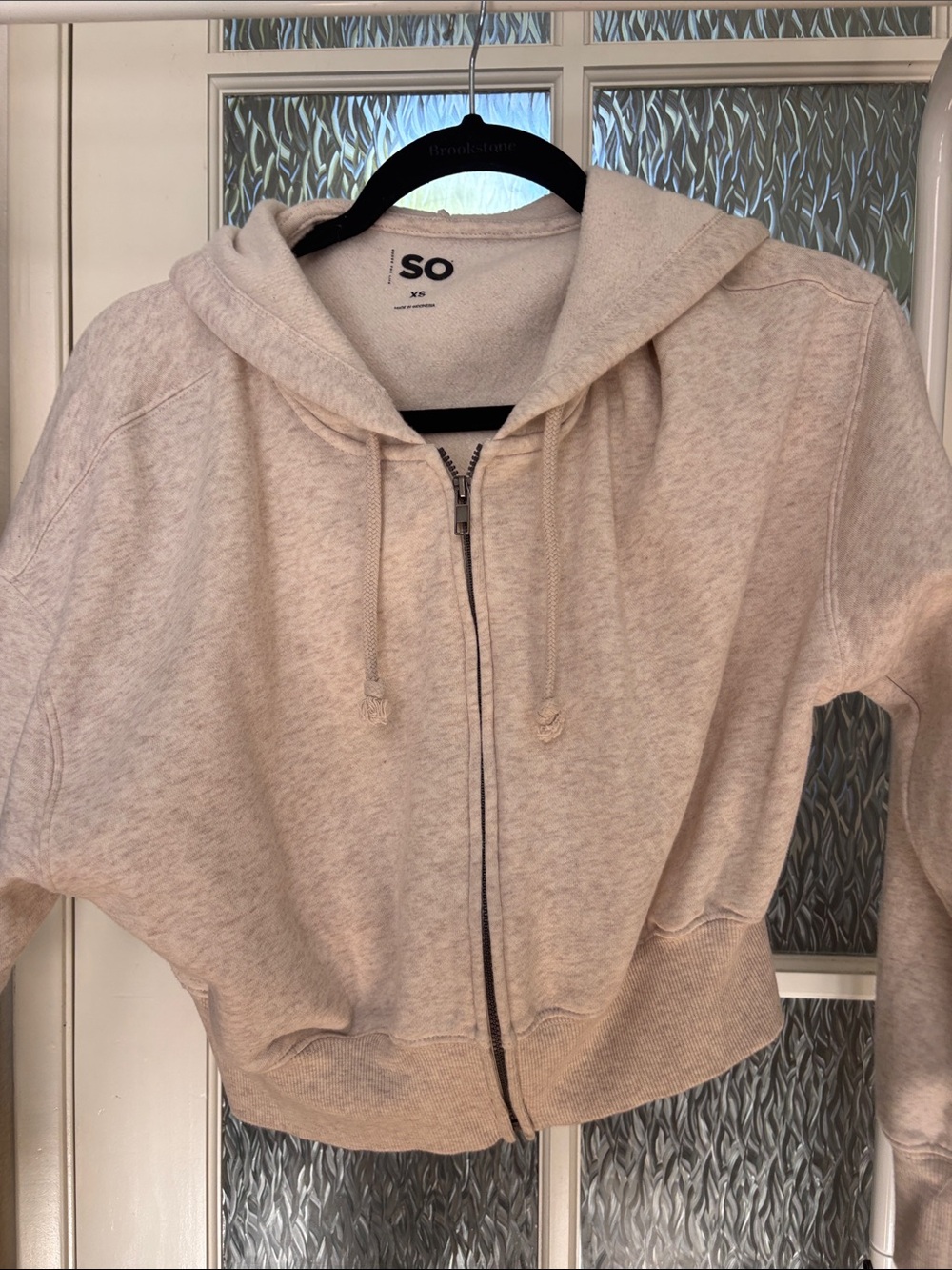 SO Light Beige Cropped Zip Hoodie